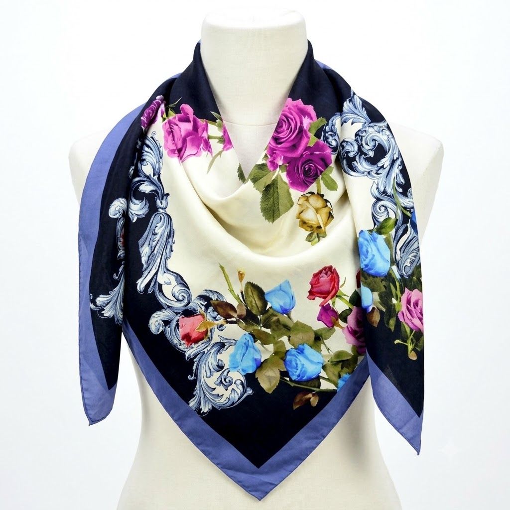 Classic Floral Wreath Silk Square
